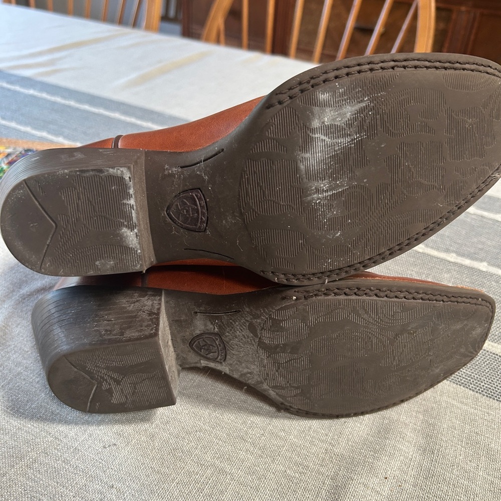 Ariat Brown Western Boots with Red Stitching - Picture 3 of 8